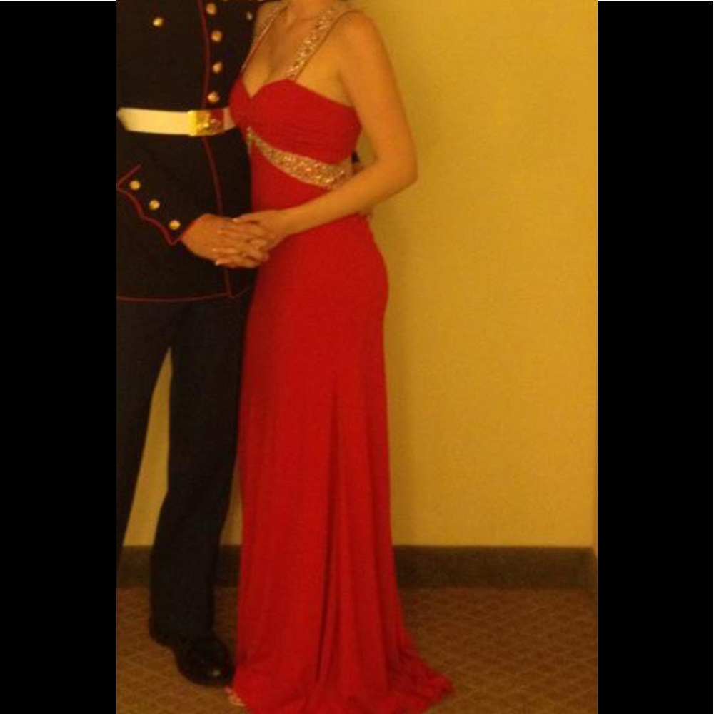 Red evening, prom, or ball dress